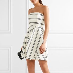 Halston Heritage Strapless Striped Mini Dress